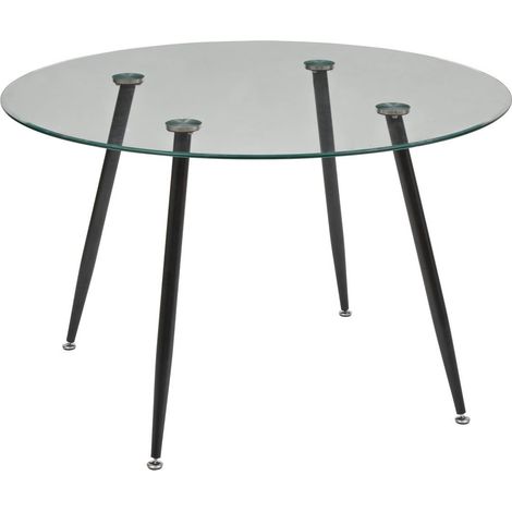 Table à diner table à manger ronde  4 places en verre trempé - Diamètre 120 x Hauteur 74,4 cm