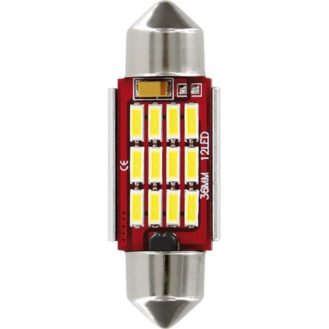 12/24V Led Series - 12 SMD x 1 chip - (C5W) - 12x36 mm - SV8,5-8 - 1 pz  - Scatola - Bianco - Doppia polarità - Resistenza incorporata (1/5)