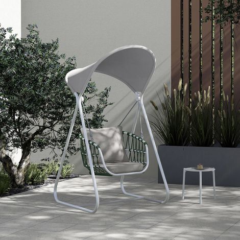 Dondolo da Giardino 1 Posto 116x164x48 cm con Tettuccio Parasole Noli Grigio (1/2)