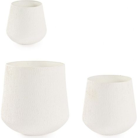 Set 3 Portavasi Kenar Tondo Beige metallo lavorato artigianalmente (1/3)