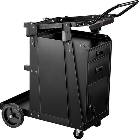 Chariot de Soudage à 2 Tiroirs Chariot Poste à Souder Armoire Antivol Verrouillable Charge Statique 158 kg Roues 360° Chaînes Sécurité Stockage Réservoirs pour Soudeuse MIG TIG Coupeuse Plasma (1/5)