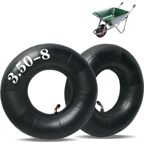 chambres à air pour brouette, chambre à air de rechange 3,50-8, pneu de rechange pour roue pneumatique avec capacité de charge, tige de valve incurvée pour brouette, tondeuse (1/5)