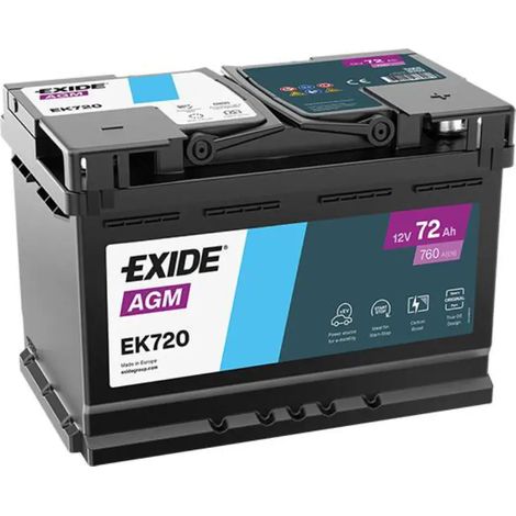 Exide EK720 Batería de Coche AGM 72Ah 760A EN
