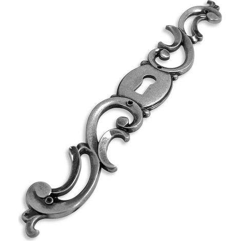 Entrée de clé coq main gauche en zamak finition vieux fer – Longueur 190mm – Pour restauration de meubles anciens – Design vintage rustique (1/4)