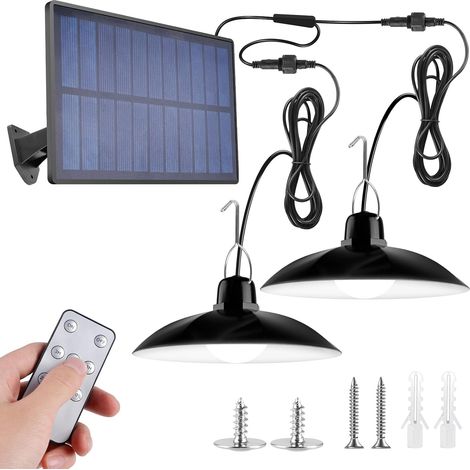 Lampes solaires pour intérieur et extérieur, lampe solaire avec télécommande, lampe suspendue LED solaire IP65 résistante à l'eau, lampes solaires pour extérieur avec câble de 10 m, lampe suspendue (1/5)
