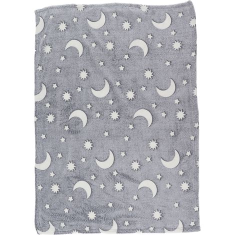 Couverture lumineuse 1.52x1m polyester double face - Plaid chauffant enfant pour chambre et climatisation, Gris (1/5)