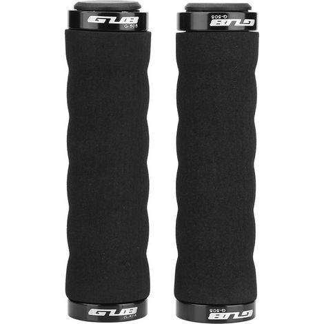 Paire de Poignées de Vélo, Poignée de Guidon en Eponge Antidérapante avec Bague de Maintien pour Vélo de Route, Montagne ,Poignée Guidon Vélo (Noir) (1/5)