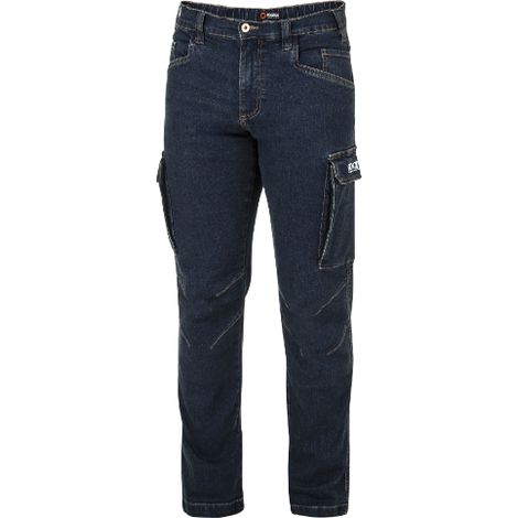 Sparco denim jeans Dallas con tasche cargo Tg.S in cotone con vita elasiticizzata anello porta strumenti su tasca laterale e dettagli ricamati Blu S