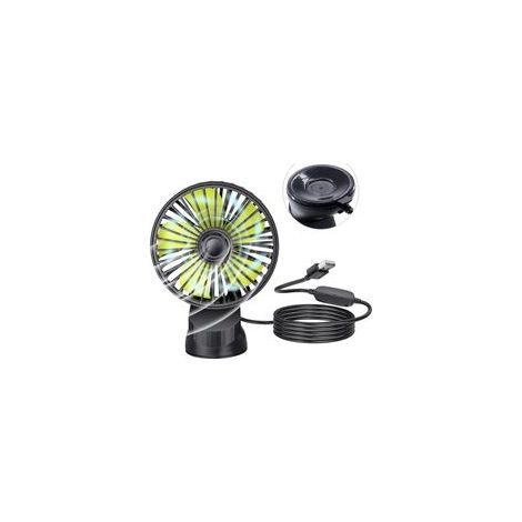 Ventilateur de voiture USB avec ventouse, 1 pièce 5 V 1 A USB Ventouse Ventilateur électrique portable Ventilateur de bureau avec 3 vitesses pour tableau de bord de voiture Fenêtre Bureau à domicile (1/5)