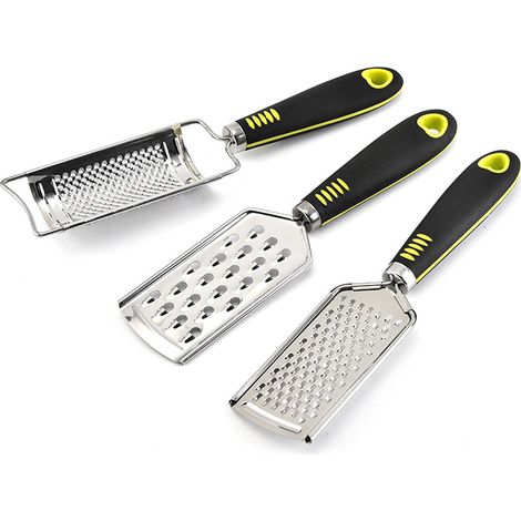 Râpe manuelle 3 pièces en acier inoxydable pour fromage, noix de muscade, pommes de terre, gingembre et ail, ustensile de cuisine pour fruits et légumes.