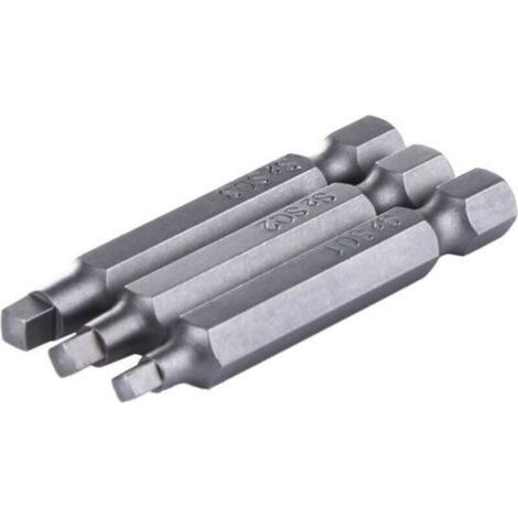 3 Embouts De Vissage Pour Vis A Tete Carree - 50 Mm - Acier S2 - Bricolage Et Reparation - S1 S2 S3 (1/3)