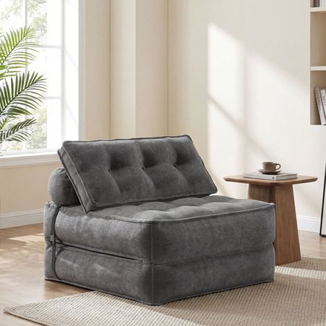 3-in-1-Kombi-Schlafsofa mit Kissen – Einzel-Klappsesselbett – extra dicker Schaumstoff (20 cm) – Chenille-Stoff – für das Wohn- oder Schlafzimmer – keine Montage erforderlich – 80 x 80 x 75 cm (1/5)