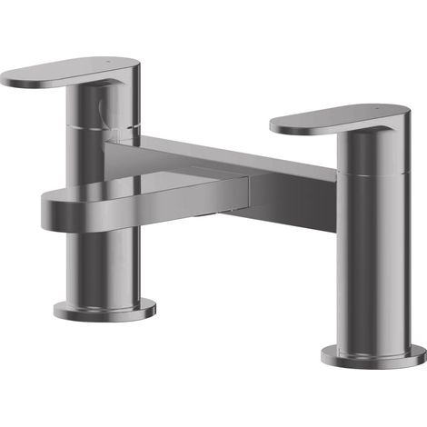 Nuie Binsey Pillar Mounted Bath Filler Tap - Brushed Pewter (1/2)