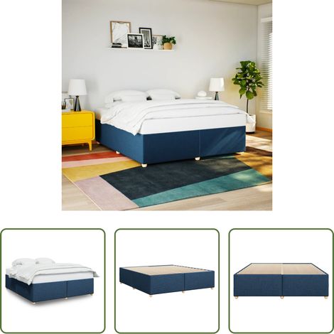 Sommeil -  Cadre de lit sans matelas bleu 180x200 cm tissu (1/5)