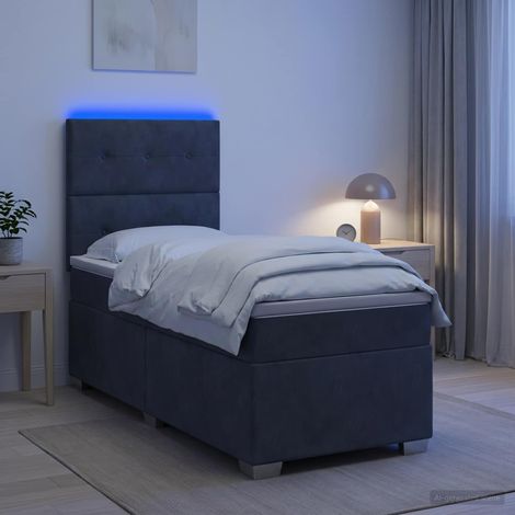 vidaXL Lit de box spring avec matelas et LED Gris foncé 90 x 190 cm (1/5)