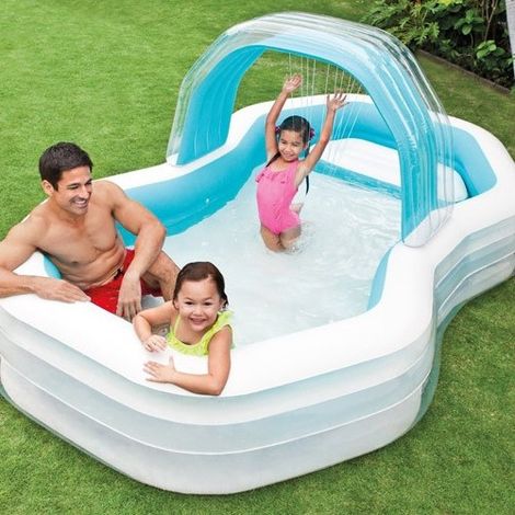 TRADE SHOP - Piscina Gonfiabile Family Cabana 310 X 188 X 130 Cm Spruzza Acqua Fuori Terra - (1/3)