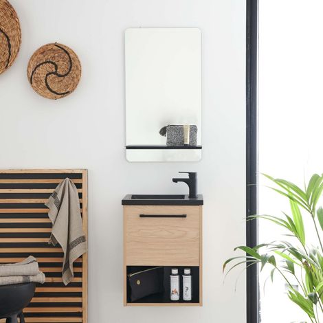 Ensemble lave-mains NIKA avec niche, robinet et miroir tablette