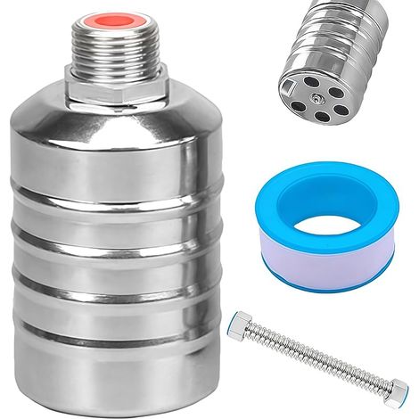 1/2" Vanne à Flotteur Automatique, Vanne à flotteur entièrement automatique en acier inoxydable, vanne piscine avec tuyau fileté de 30 cm pour Réservoirs D'Eau, Piscines, Tours D'Eau