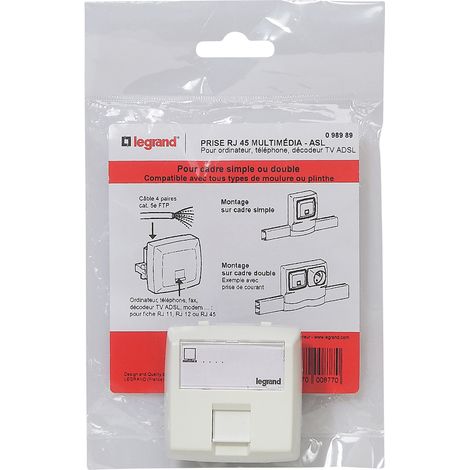 Prise RJ45 multimédia LEGRAND pour moulure appareillage en saillie blanc