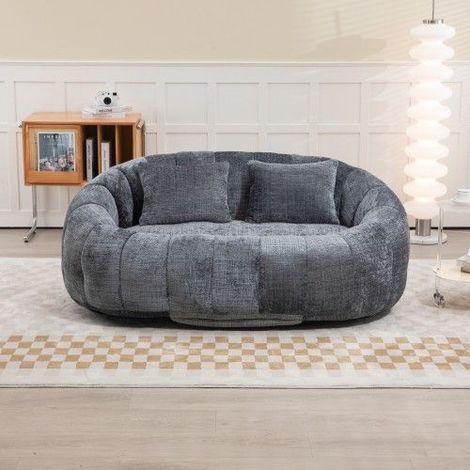 Pouf fauteuil velours gris dossier moelleux adulte enfant intérieur
extérieur (1/5)