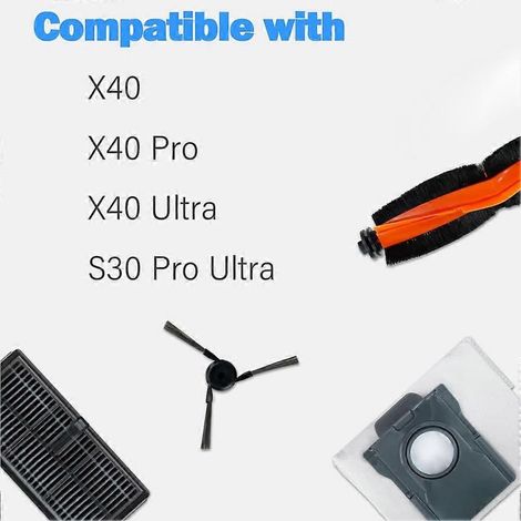 Materiali di consumo per l'aspirapolvere robot Dreame X40 Ultra / X40 Pro: spazzola rotante principale, panno per la pulizia, filtro HEPA, sacchetto raccoglipolvere e accessori. (1/5)