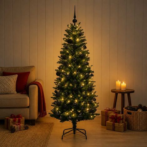 vidaXL Artificial Christmas Tree with Bauble 120 cm 150 LEDs (1/5)