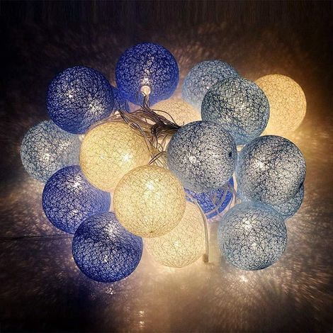Guirlande Lumineuse Coton Boules Batteries - 3,3M 20 LED Chaîne Lumière Avec Prise pour Chambre Rideau Fête Noël Anniversaire Halloween Mariage Chambre de Bébé Romantique Décor (1/3)