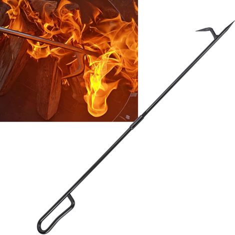 Pique-Feu en Acier Solide pour Cheminée et Feu de Camp - Long et Robuste KZQ (1/5)