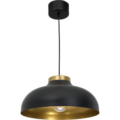 Suspension loft Basca métal noir mat or Luminex E27 Ø40