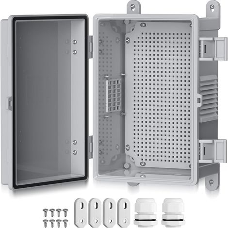 Boîtier Électrique Étanche Extérieur en ABS Épais 3mm Coffret de Jonction Étanche Résistant à 60kg Imperméable pour Piscine, Jardin, Projets DIY avec fenêtre de ventilation (30 20 16cm-opaque) (1/5)