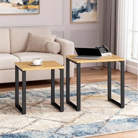 Couchtisch 2er Set stapelbar Holzoptik Metall Wohnzimmer OKMYHOME (1/5)
