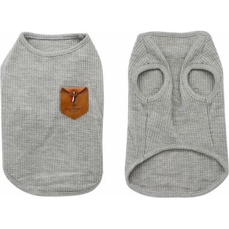 Dog T-Shirt, Cat Clothes, 100% Cotton, for Mini Dogs, Small Dogs and Cats (S- Grey) (1/5)