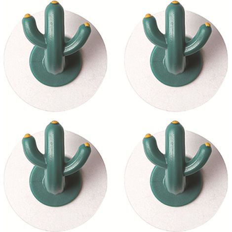 4 pcs Creative Cactus Crochets Mur Crochets Auto-Adhésif Crochets Décoration Mignon Mur Crochets Serviette Crochets Salle De Bains Cuisine Salon Poinçon Gratuit (1/5)