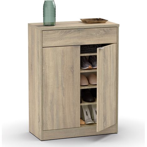 Commode meuble à chaussures coloris cambrian - Hauteur 101 x Longueur 75 x Profondeur 36 cm -PEGANE-