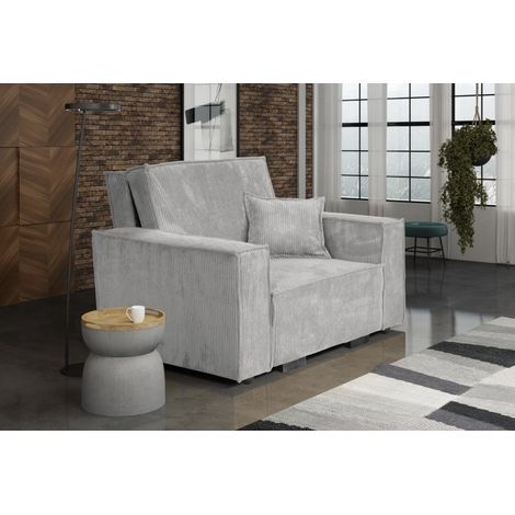fauteuil convertible STARIO en velours côtelé gris