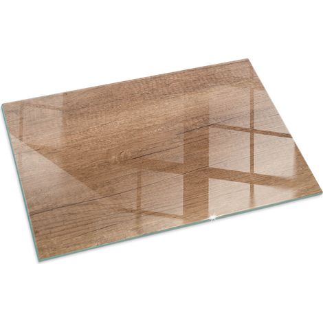 Plaque Rectangulaire en verre trempé pour cheminée protection contre les braises et étincelles Motif bois naturel 100x70 cm (1/5)