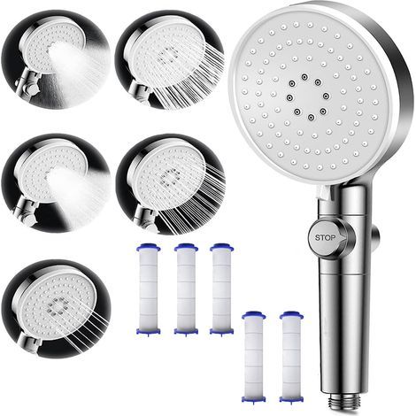 Pomme de Douche Économique avec Filtre et Bouton d'Arrêt, Haute Pression (1/5)