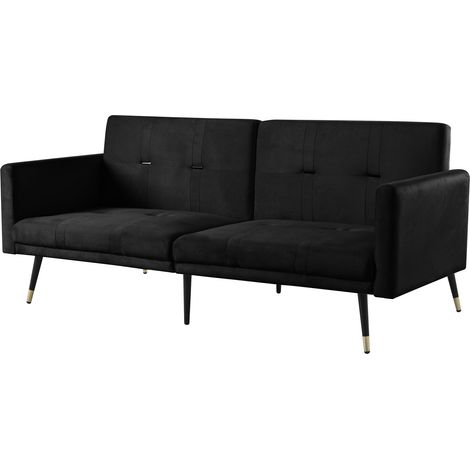 2-Sitzer-Schlafsofa aus schwarzem Samt mit verstellbarer Rückenlehne (1/5)