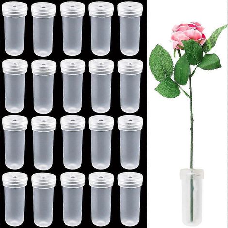 Lot de 100 flacons à fleurs transparents de 40 cm (1,6 pouce) avec bouchons, tubes à eau pour conserver la fraîcheur des fleurs
