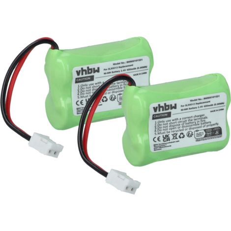 vhbw 2x Akku kompatibel mit Audioline DECT 7500, 7500 Micro, 7501, 7800, 7800B, 7801 schnurlos Festnetz Telefon (400mAh, 2,4V, NiMH)