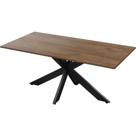 Mesa de comedor GWEN – 180 x 90 cm – Madera oscura Mercurio y metal (1/5)