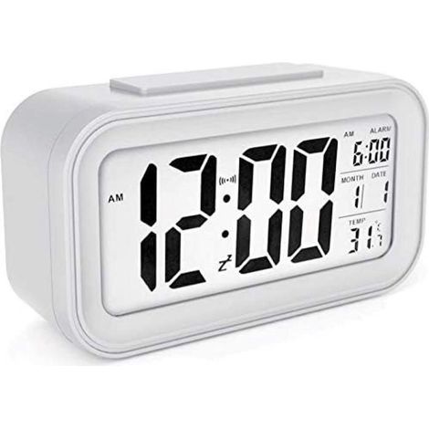 Réveil numérique pile AUCUNE, date température, capteur lumière, 12/24h, bureau chambre (1/5)