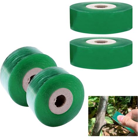 Ruban de Greffe, 4 pièces Ruban Greffage Transparent, 2 cm de Large Pied de Greffe Ruban Rétractable, Ruban Rétractable Auto Adhésif Transparent, Ruban de Greffe pour Jardins, Pépinières(Vert) (1/5)