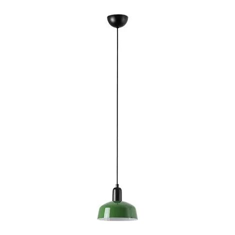 Faro Tatawin Kleine kuppelförmige Pendelleuchte, Schwarz, Grün glänzend, 1x E27