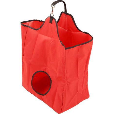 Sac à foin portable pour chevaux à alimentation lente, en tissu Oxford 600D imperméable et grande capacité, rouge. (1/5)