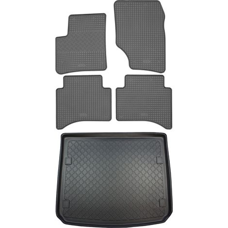 Ensemble de tapis de sol en caoutchouc pour Volkswagen Touareg I SUV (5 portes) à partir de novembre 2002 (2010-2010) : tapis de sol de voiture et tapis de coffre. (1/5)