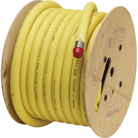 Blanc Habitat – Tuyau gaz ondulé TracPipe DN20 75 m jaune – Acier inox + gaine PE anticorrosion – Pression max 500 mbar – Compatible gaz naturel et propane