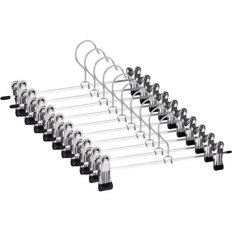 Cintres Porte-Pantalons Antidérapant Cintres pour Pantalons en Métal avec Clips Réglables Cintres de Pantalon pour Jupes, Pantalons, Jeans 28 cm (Lot de 10) (1/5)