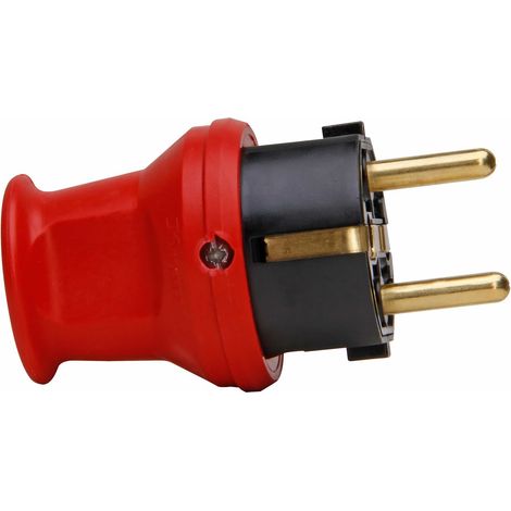 Fiche de contact de protection KOPP 179712001 petite, avec protection anti-pliure, rouge