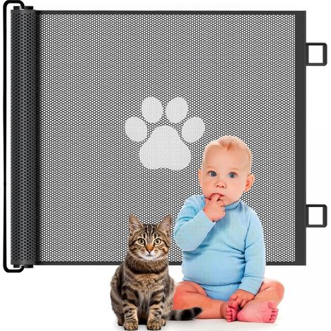 Barriere de Securite Retractable pour Bébés Enfant et Chiens- Barriere de Securite Extensible- Barriere de Securite Chien Chat- pour Escaliers-Couloirs, Intérieur et Extérieur - Noir, 13078cm (1/5)